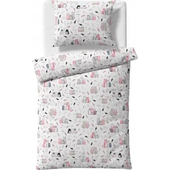 Povlečení Sada Povlečení 140x200 + 1x 70x80 Bagry s duhou béžové