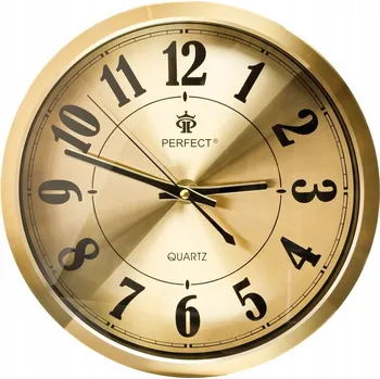 Hodiny Nástěnné hodiny Kulatý Tichý mechanismus plynulý chod Zlaté / Zlaté 30 cm Perfect