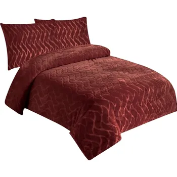 Povlečení Povlečení mikroflanel struktura Vlnka cihlová 140x200, 70x90 cm