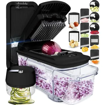 Struhadlo Kráječ a struhadlo 6 v 1 – Kráječ na zeleninu, struhadlo na sýr, sekáček s nádobou