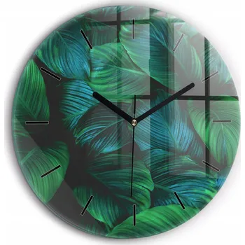 Hodiny Foto Hodiny Skleněné Nástěnné Do Moderních Interiérů Příroda listí průměr 60 cm