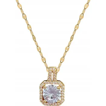 Náhrdelník Zlatý náhrdelník s velkou zirkonií, ankr diamantový přívěsek