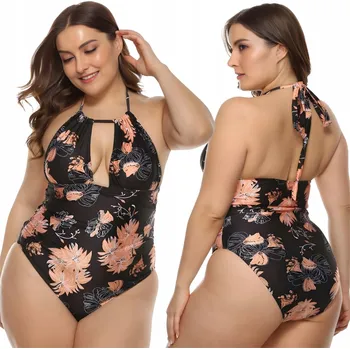 Dámské plavky JEDNODÍLNÉ PLAVKY ČERNÉ DÁMSKÉ BOHO STYL TVARUJÍCÍ POSTAVU XXL