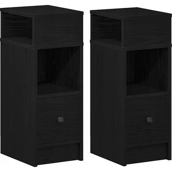 Noční stolek Noční stolky se zásuvkou, 2 ks, černé, 25x31x66 cm