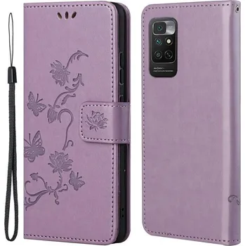 Pouzdro na mobilní telefon Flower PU kožené peněženkové pouzdro na mobil Xiaomi Redmi Note 11 4G/Note 11S 4G - světlefialové