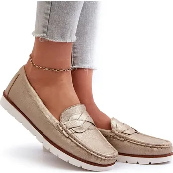 Dámské mokasíny Dámské mokasíny z eko kůže, klasické, módní, zlaté, velikost 38
