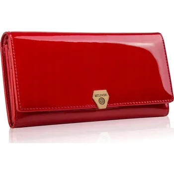 Peněženka Betlewski dámská kožená lakovaná peněženka velká se zapínáním na patentku RFID