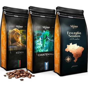 Káva Káva zrnková Arabica SKIMACOFFEE 3x KEŇA GUATEMALA BRAZÍLIE 3000 g