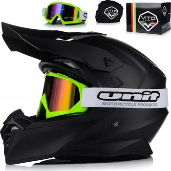 Helma na motorku MOTOCYKLOVÁ PŘILBA | VITO TIVOLI MATNÁ + BRÝLE | OFF-ROAD ENDURO CROSS QUAD