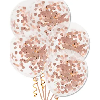 Balónek Balónky s konfetami k narozeninám rose gold 5 ks