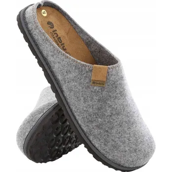 Dámské pantofle INBLU Pánské FILCOVÉ DOMÁCÍ PAPUČE / NAZOUVÁKY z KŮŽE, Velikost 44