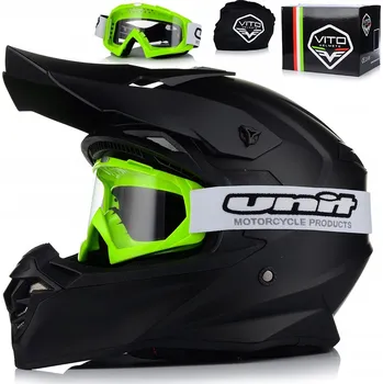 Helma na motorku MOTOCYKLOVÁ PŘILBA | VITO TIVOLI MATNÁ + BRÝLE | OFF-ROAD ENDURO CROSS QUAD