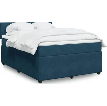 Postel vidaXL Box spring postel s matrací 140 x 190 cm samet [3290030] Barva: Modrá