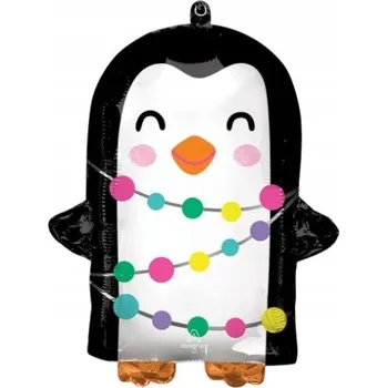 Balónek Balónek tučňák S lampičkami černo-bílý 18'' 45cm