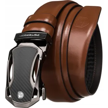 Opasek Kožený opasek pánský ke kalhotám hnědý automatická přezka PETERSON