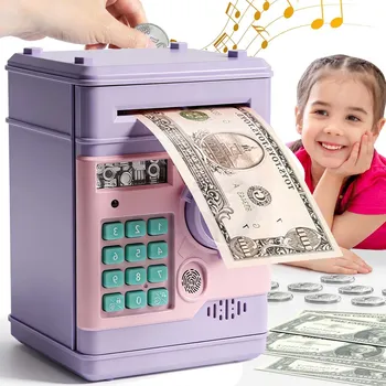 Pokladnička POKLADNIČKA SEJF BANKOMAT VELKÁ POKLADNIČKA PRO DĚTI NA MINCE BANKOVKY KÓD