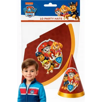Party dekorace Papírové čepičky Narozeninové čepice na párty Tlapková patrola 10 kusů