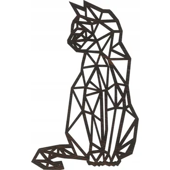 Obraz NÁSTĚNNÁ DEKORACE OBRAZ DÍROVANÝ VELKÝ WENGE GEOMETRICKÝ KOČKA KOTĚ 3D 52 CM