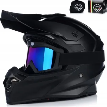 Helma na motorku MOTOCYKLOVÁ PŘILBA | VITO TIVOLI MAT | OFF-ROAD ENDURO CROSS QUAD ATV + BRÝLE