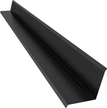 plechová krytina Blachotrapez Lemování zdi horní Polyester Standard MAT AM 2000 mm RAL 9005 černá 1 ks