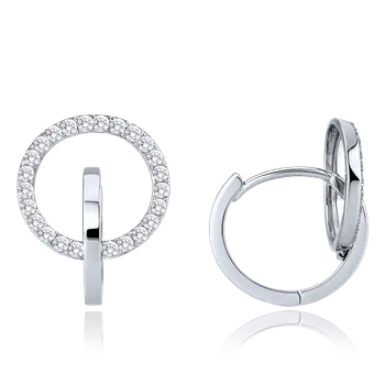 Náušnice Olivie MINET Náušnice z bílého zlata kroužky s bílými zirkony Au 585/1000