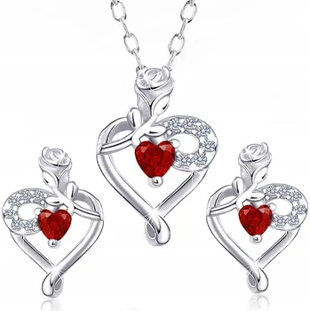 Souprava šperků Sada stříbrných dámských šperků růže srdce 925 – valentýnský set