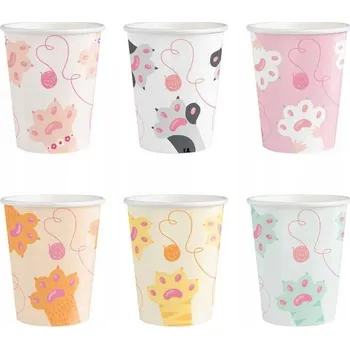 Party nádobí Kelímky Kočičky Kočička barevné narozeniny 220 ml 6 kusů