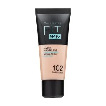 Maybelline Fit Me! Foundation Matte + Poreless tekutý make-up s matujícím účinkem 102 Fair Ivory 30 ml
