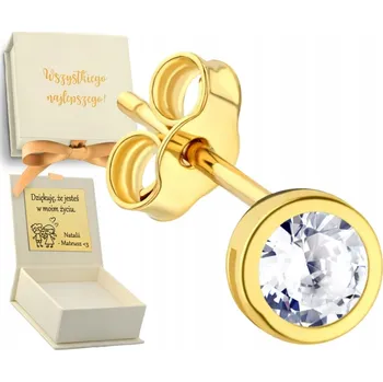 Náušnice 1 kus Pozlacený náušnice klasického stylu se zirkonem, šroubovací, zasazený do Stříbro 925