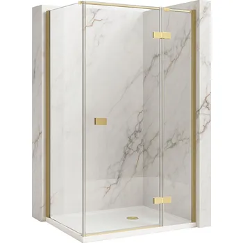 Obdélníkový sprchový kout REA ATLAS PRAVÝ 120/dveře x 80/zástěna cm, zlatá kartáčovaná/transparent - bez vaničky