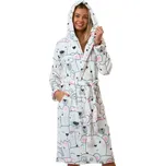 Naspani Dámský huňatý župan s kapucí – bílý s motivem ledních