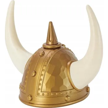 Karnevalový kostým Zlatá vikingská helma s rohy - dětská, kostým Viking