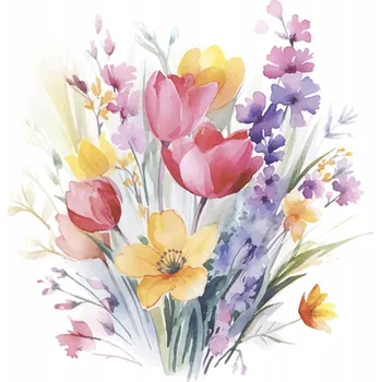 Papírový ubrousek Papírové Ubrousky 20 KS 33x33 cm Kytice Jarní Květiny Akvarijní. Tulipány