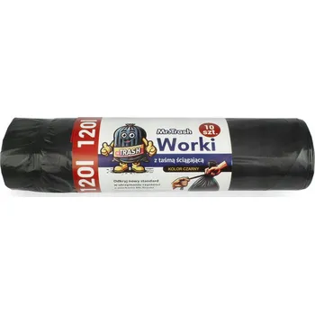 Pytle na odpadky Sáček na odpadky BB Tapes 120 l černý extra silný 10 ks s páskou