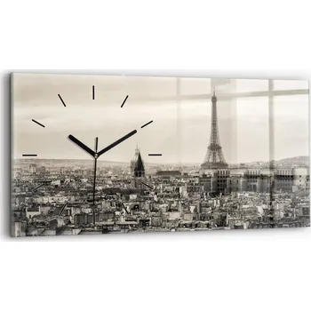 Hodiny Ozdobné nástěnné hodiny s krásnou grafikou 60x30 cm - Krajina, panorama Paříže