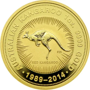 Zlatá investiční mince Kangaroo Klokan 25. výročí 1 Oz 2014