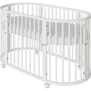 Dětská postýlka Dětská rostoucí postýlka 3v1 oválná + matrace New Baby bílá