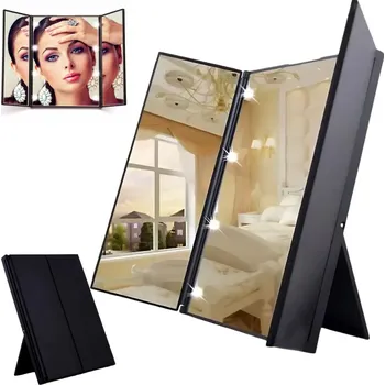 Kosmetika Verk Group Skládací kosmetické zrcátko se stojánkem, osvětlené led diodami