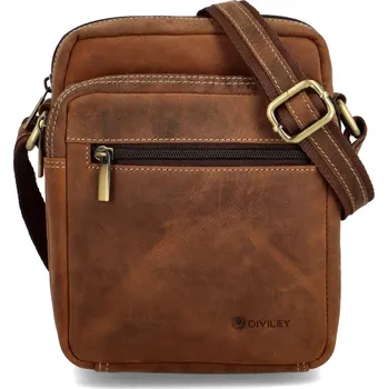 Pánská kožená crossbody/taška hnědá broušená - Diviley Charles hnědá