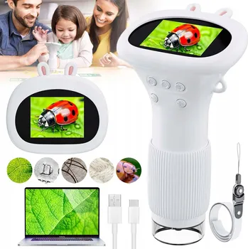 Mikroskop DIGITÁLNÍ MIKROSKOP LED S HD DISPLEJEM 1000x USB EDUKAČNÍ KAPESNÍ SADA