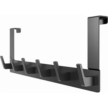 Věšák BEZINVAZIVNÍ VĚŠÁK NA DVEŘE ČERNÝ LOFT KOVOVÝ s HÁČKY VELKÝ