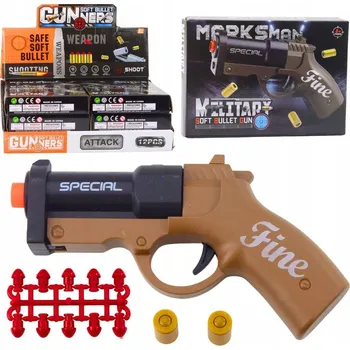 Dětská zbraň Mini Pistole Zbraň na Náboje a Nábojnice Černo-Hnědá 13,5 cm