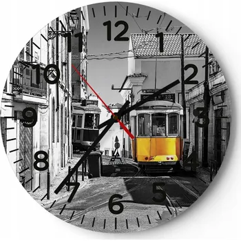 Hodiny Kuchyňské nástěnné hodiny 30x30 Město Moderní skleněné hodiny do obýváku Tiché