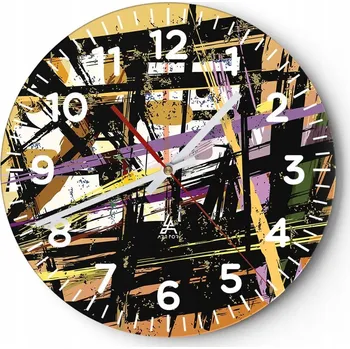 Hodiny Kuchyňské nástěnné hodiny 30x30 Abstrakce Moderní skleněné hodiny Tiché