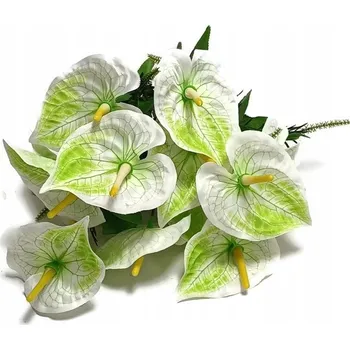 umělá květina KVĚTINA UMĚLÉ KVĚTINY DEKORATIVNÍ ANTHURIUM KYTICE 42 CM 12 VĚTVÍ A5314