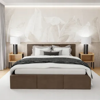 Postel ČALOUNĚNÁ POSTEL DO LOŽNICE 120x200 DVOULŮŽKO S ÚLOŽNÝM PROSTOREM HNĚDÁ