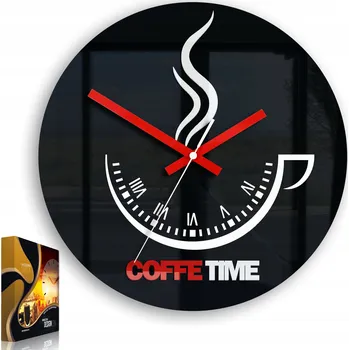 Hodiny Nástěnné hodiny ve tvaru šálku Coffe Time II Black&Red Kulatý
