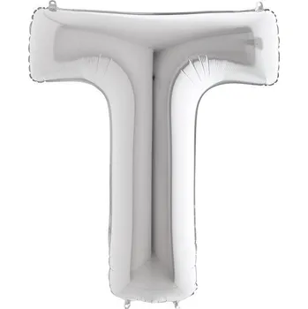 Balónek Balónková fóliová abeceda - Písmeno T - Stříbrná, 100 cm, na heliové plnění