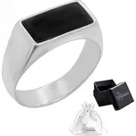 Stříbrný pečetní Prstýnek ryzost 925 s obdélníkovým onyxem | vel. 17