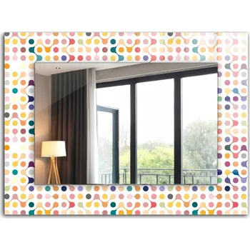 Zrcadlo Dekorativní nástěnné zrcadlo s potiskem dekoru Barevný geometrický vzor 80x60 cm